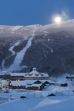 Moon setting of Mt. Mansfield, Stowe, Vermont, USA