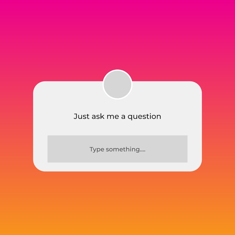 Instagram Question Sticker. Ask Me a Question. Social Media Element On Gradient Background. Facebook...