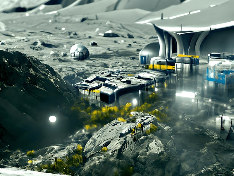 Moonbase Artist Impression landscape and buildings