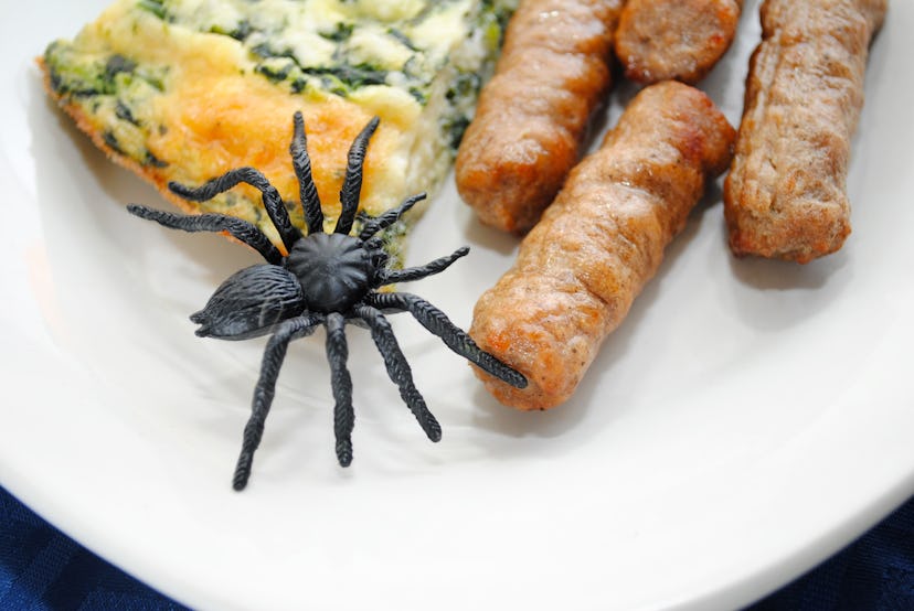 Hallowwen Breakfast Served with a Toy Spider
