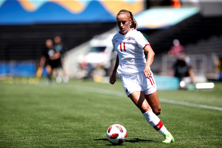 Canadian Kaila Novak during a Under 17 Women's World Cup match between Canada and Spain, in Montevid...