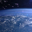 View of planet Earth and meteor shower. Meteor rain and Earth. Quadrantids, Lyrids, Eta Aquariids, A...