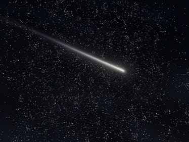 Meteor trail in the night sky.