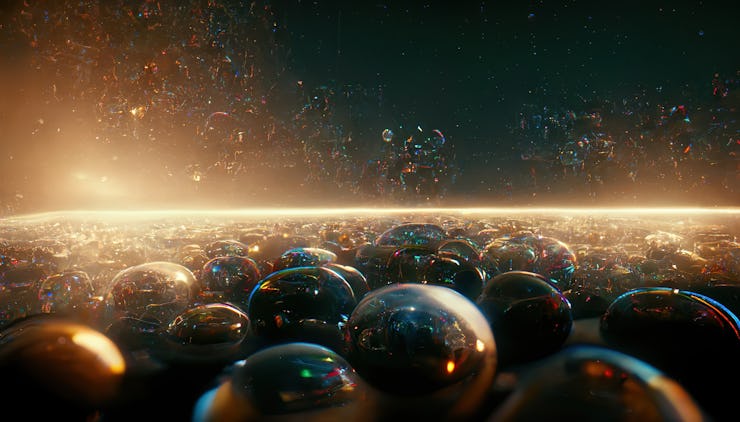 View of the multiverse in the form of bubbles, 3d illustration