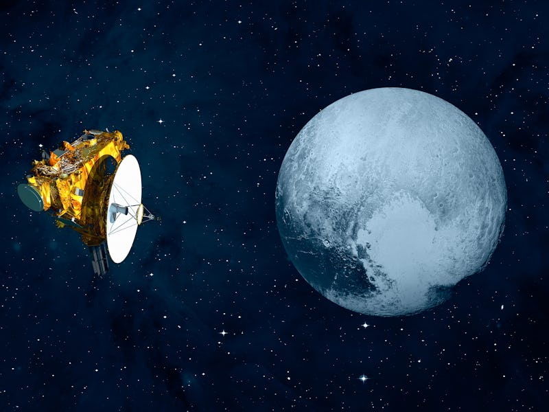 New Horizons spacecraft with Pluto "Elements of this image furnished by NASA "