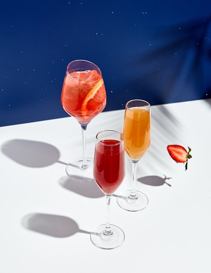 Aperol drink and bellini cocktail 