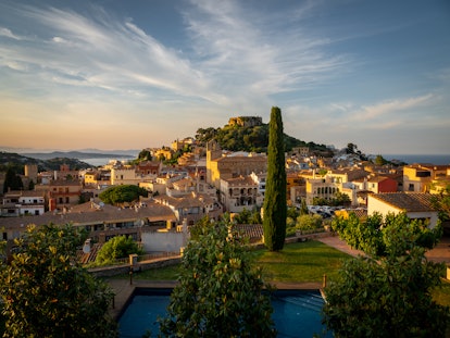 Begur Old Town and castle at sunset