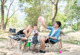 Family enjoying a camping holiday in the countryside ,Camping, travel, tourism, hiking and people. C...