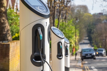 Electric car charging station around Crouch End area on London street