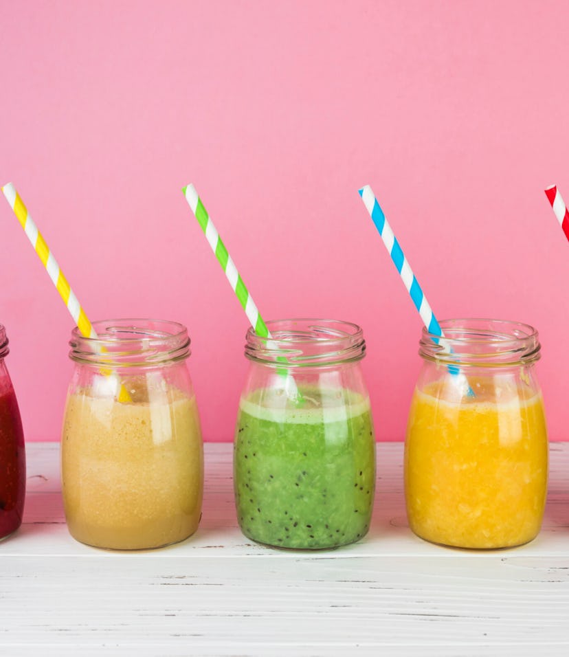 Fresh organic juices in the glass.