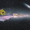 James Webb Space Telescope in Space Milky way in the background "Elements of this image furnished by...