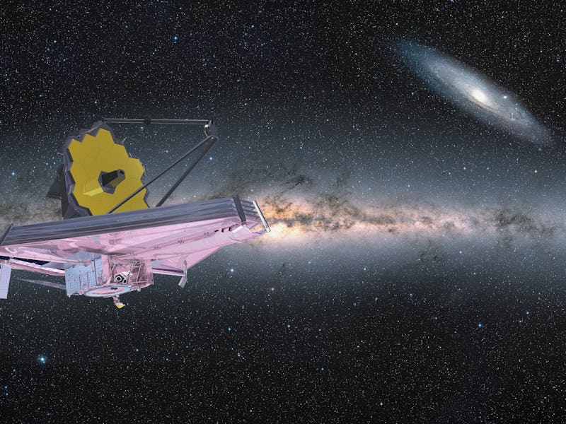 James Webb Space Telescope in Space Milky way in the background "Elements of this image furnished by...