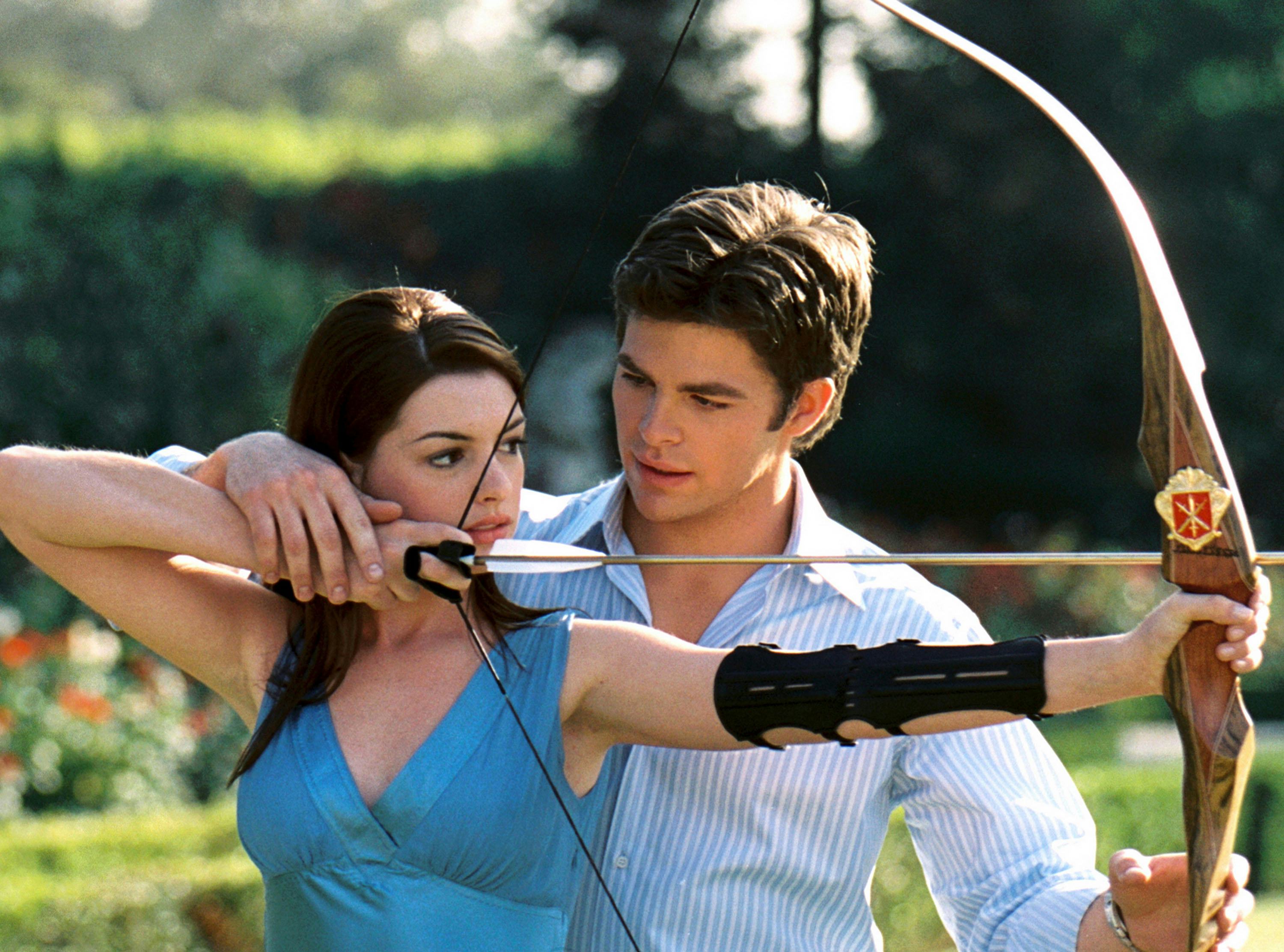 Anne Hathaway and Chris Pine in The Princess Diaries 2. Photo via Shutterstock