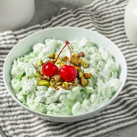 Homemade Pisachio Fluff Watergate Salad with Marshmallows and Pineapple