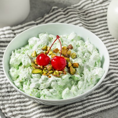 Homemade Pisachio Fluff Watergate Salad with Marshmallows and Pineapple