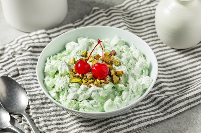 Homemade Pisachio Fluff Watergate Salad with Marshmallows and Pineapple