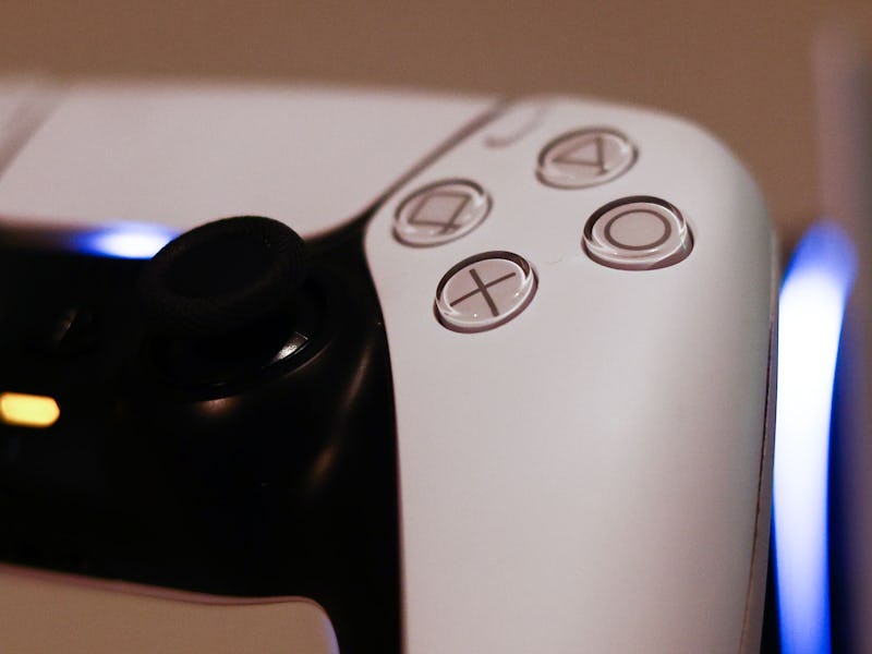 DualSense controller is seen in this illustration photo taken in Krakow, Poland on September 30, 202...