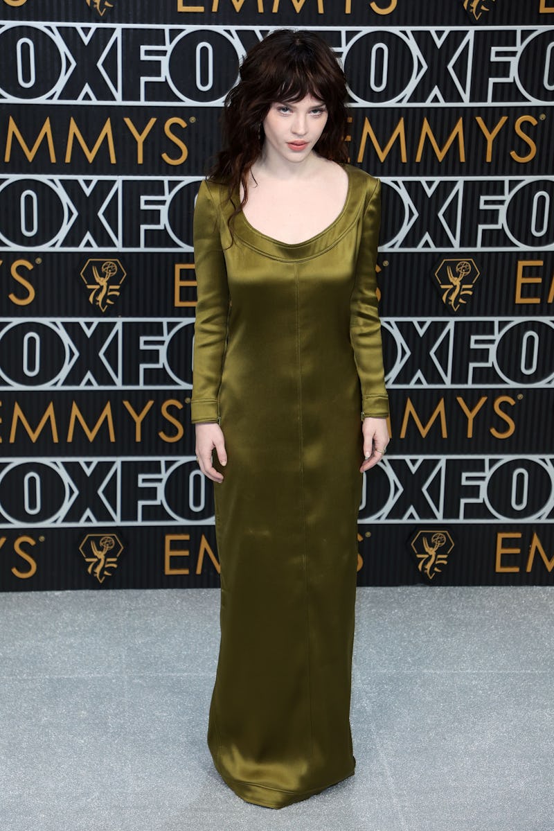 US actor Sophie Thatcher arrives for the 75th annual Primetime Emmy Awards ceremony held at the Peac...