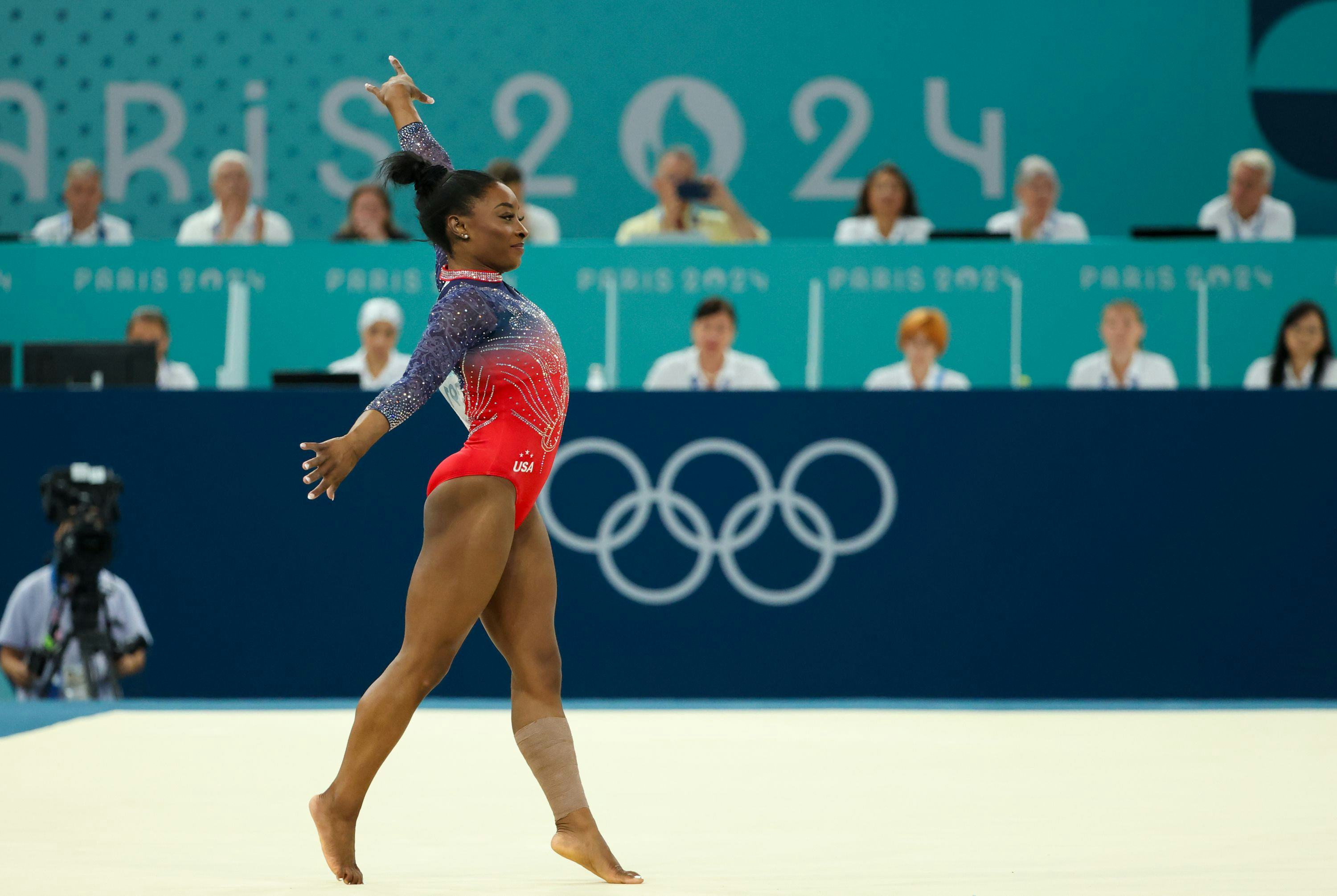 Simone Biles of the United States competes on the floor exercise on day three of the gymnastics even&hellip;