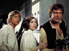 Mark Hamill, Carrie Fisher, Harrison Ford in 'Star Wars'