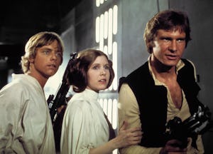 Mark Hamill, Carrie Fisher, Harrison Ford in 'Star Wars'