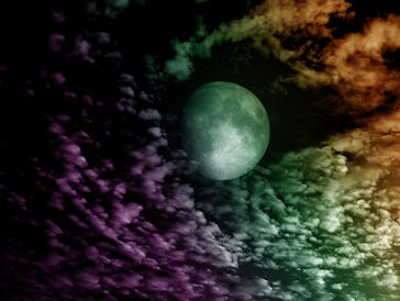 The moon in the night sky in clouds 3D illustration. 3D Illustration