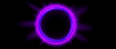 Purple glowing portal concept. Violet neon holographic teleport gate on black background. Circle dig...