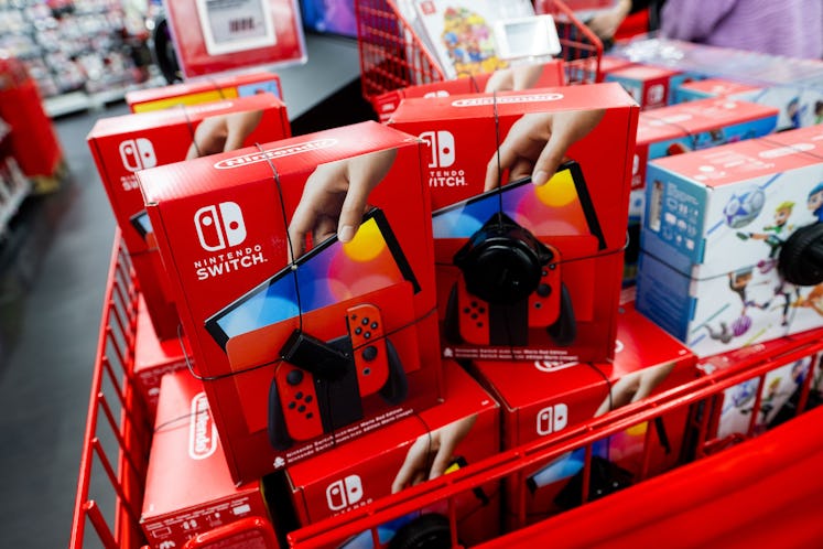 Nintendo Switch gaming consoles seen at the shopping mall in Gdansk.