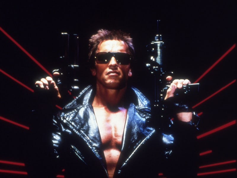FILM STILLS OF 'TERMINATOR' WITH 1984, JAMES CAMERON, GUN CRAZY, ARNOLD SCHWARZENEGGER IN 1984