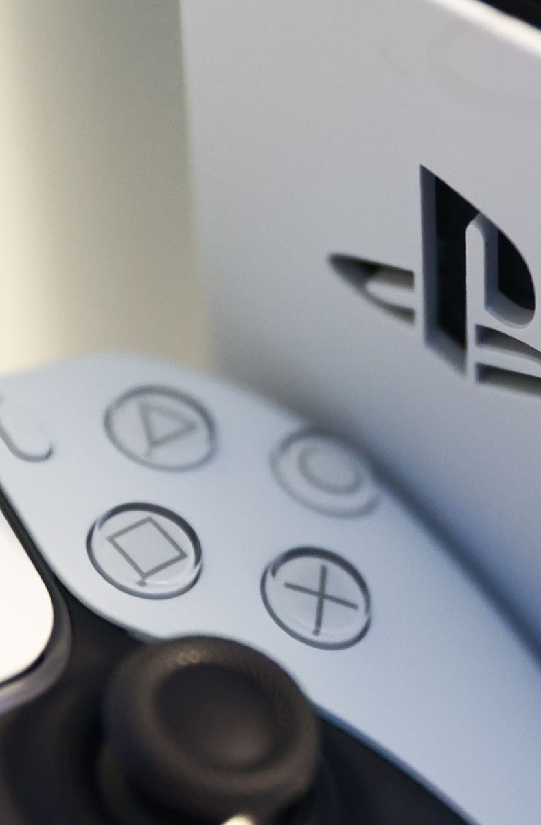 PlayStation DualSense controller and PlayStation 5 console are seen in this illustration photo taken...