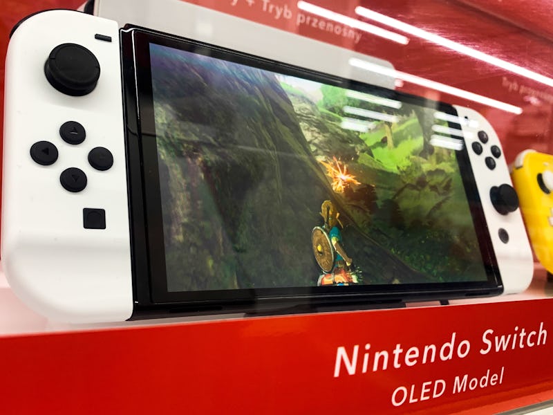 Nintendo Switch console is seen at the store in Krakow, Poland on December 30, 2021.