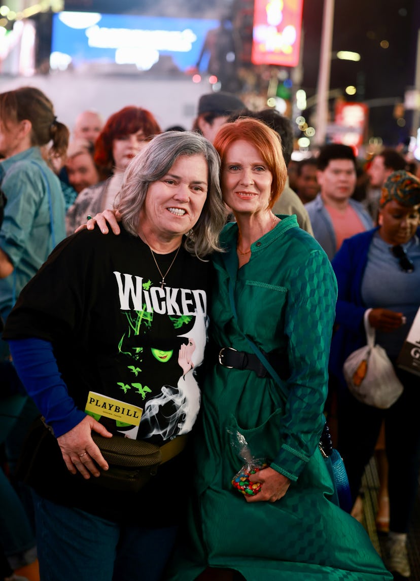Rosie O’Donnell and Cynthia Nixon are seen on the set of ‘And Just Like That’ in Times Square in New…