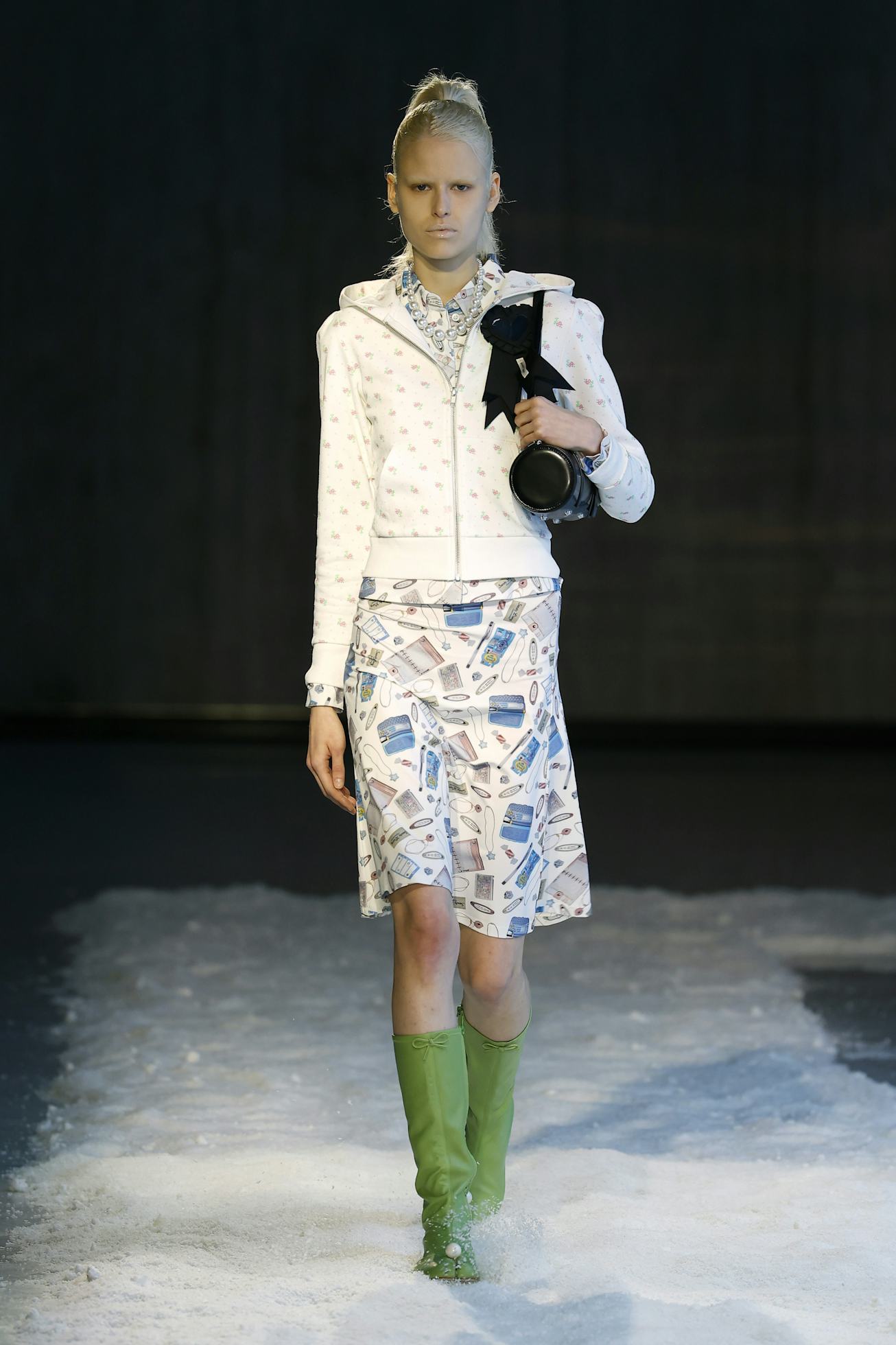 Model on the catwalk at the Sandy Liang fashion show in New York, Fall Winter 2025 Ready To Wear Fas...