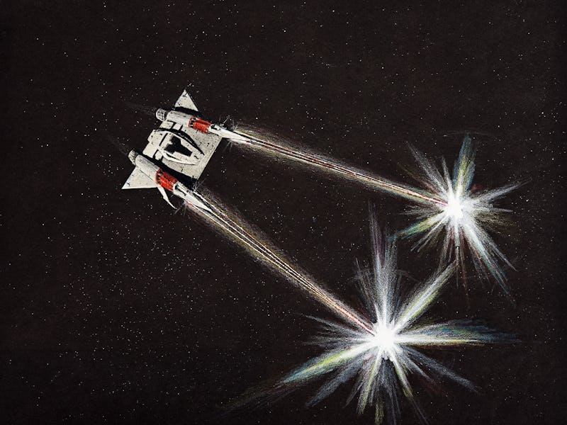 Pre-production spaceship art created by Colin Cantwell for Buck Rogers in the 25th Century. Assorted...