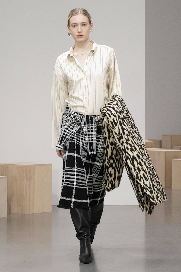 A model wearing an original creation from the womenswear winter 2025 collections in New York from th...