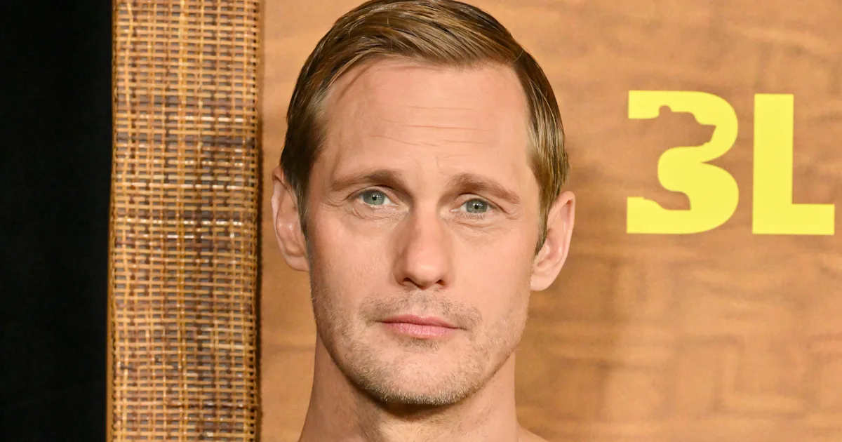 Alexander Skarsgård Wears a Skirt and Olivia Colman's Face to 'Wicker' Premiere