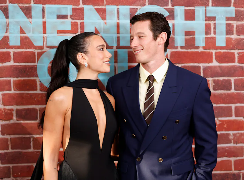 Dua Lipa and Callum Turner arrive on the red carpet at the "One Night Only" New York Premiere at SVA...