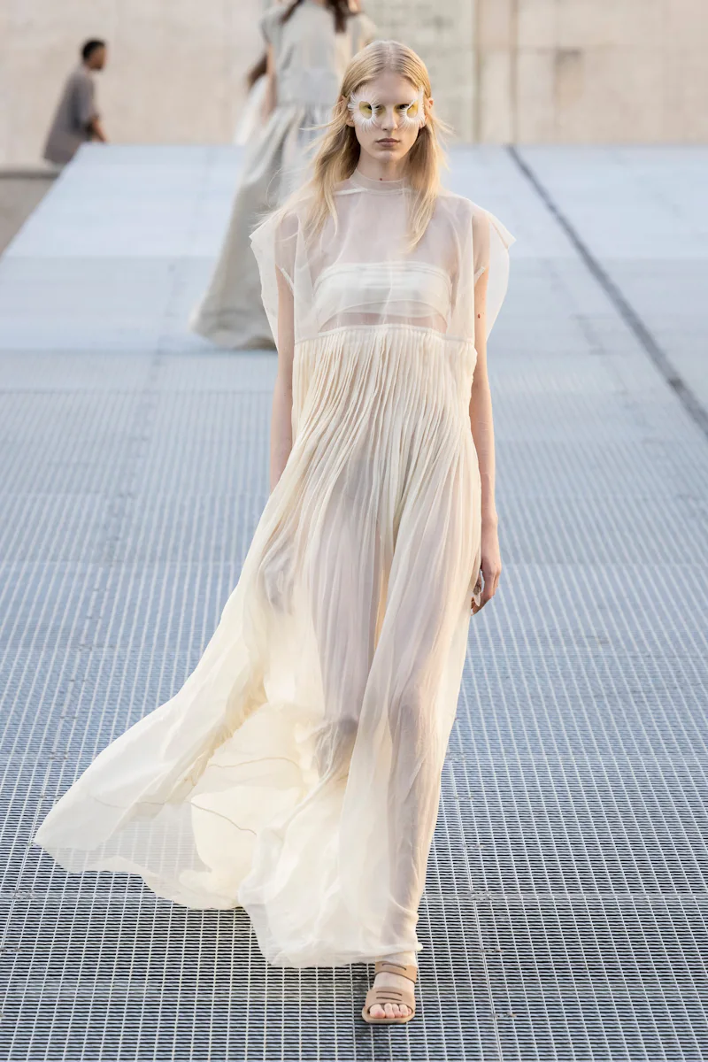 Model on the runway at the Rick Owens fashion show in Paris, Spring Summer 2027 Ready To Wear Fashio...