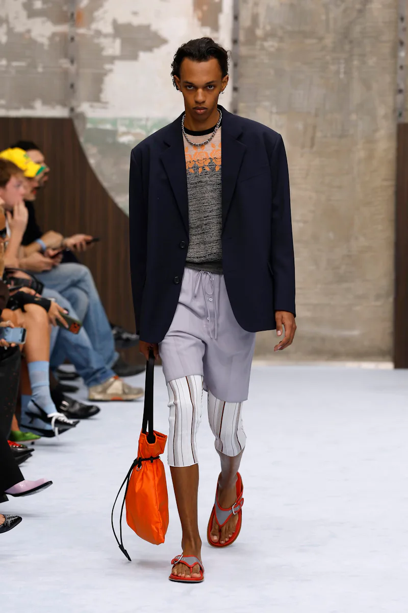 Model on the runway at the Marni fashion show in Milan, Spring Summer 2027 Men & Women Fashion Week,...