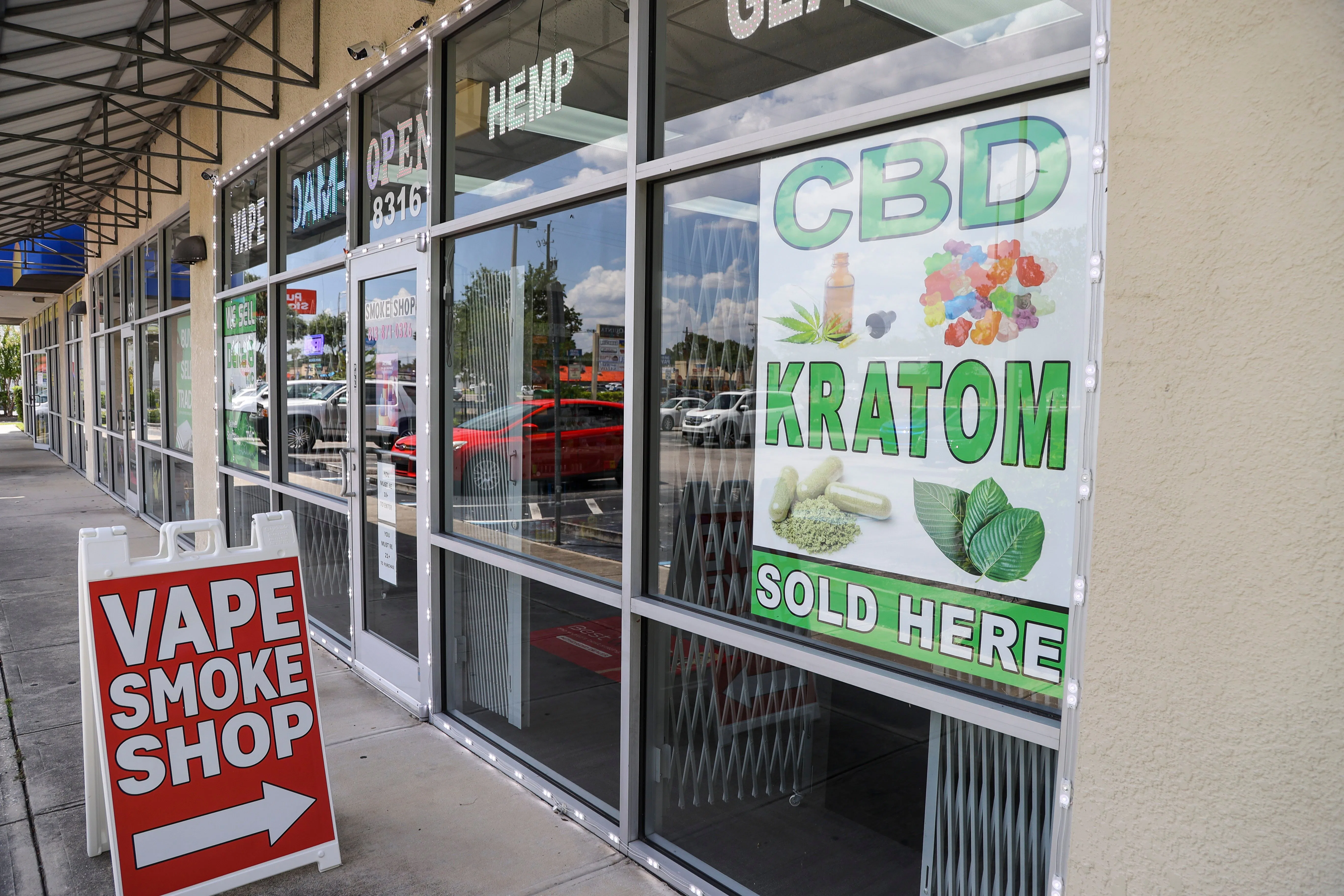 A variety of Kratom based products are pictured for sale at the Smoke Shop Factory pictured on Satur...