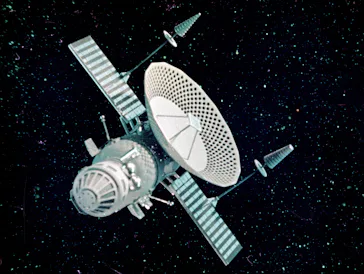 Soviet space probe Venera 5 or 6 launched in January 1969, this is a still from the film 'the stormi...
