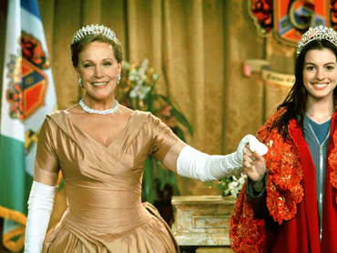 Sep 01, 2001; Hollywood, CA, USA; Actress JULIE ANDREWS as Queen Clarisse Renaldi & ANNE HATHAWAY as...