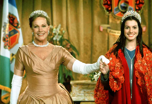 Sep 01, 2001; Hollywood, CA, USA; Actress JULIE ANDREWS as Queen Clarisse Renaldi & ANNE HATHAWAY as...