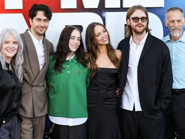Maggie Baird, Nat Wolff, Billie Eilish wearing a Prada Pique Polo Shirt and Prada Fall 2026 Shoes, C...
