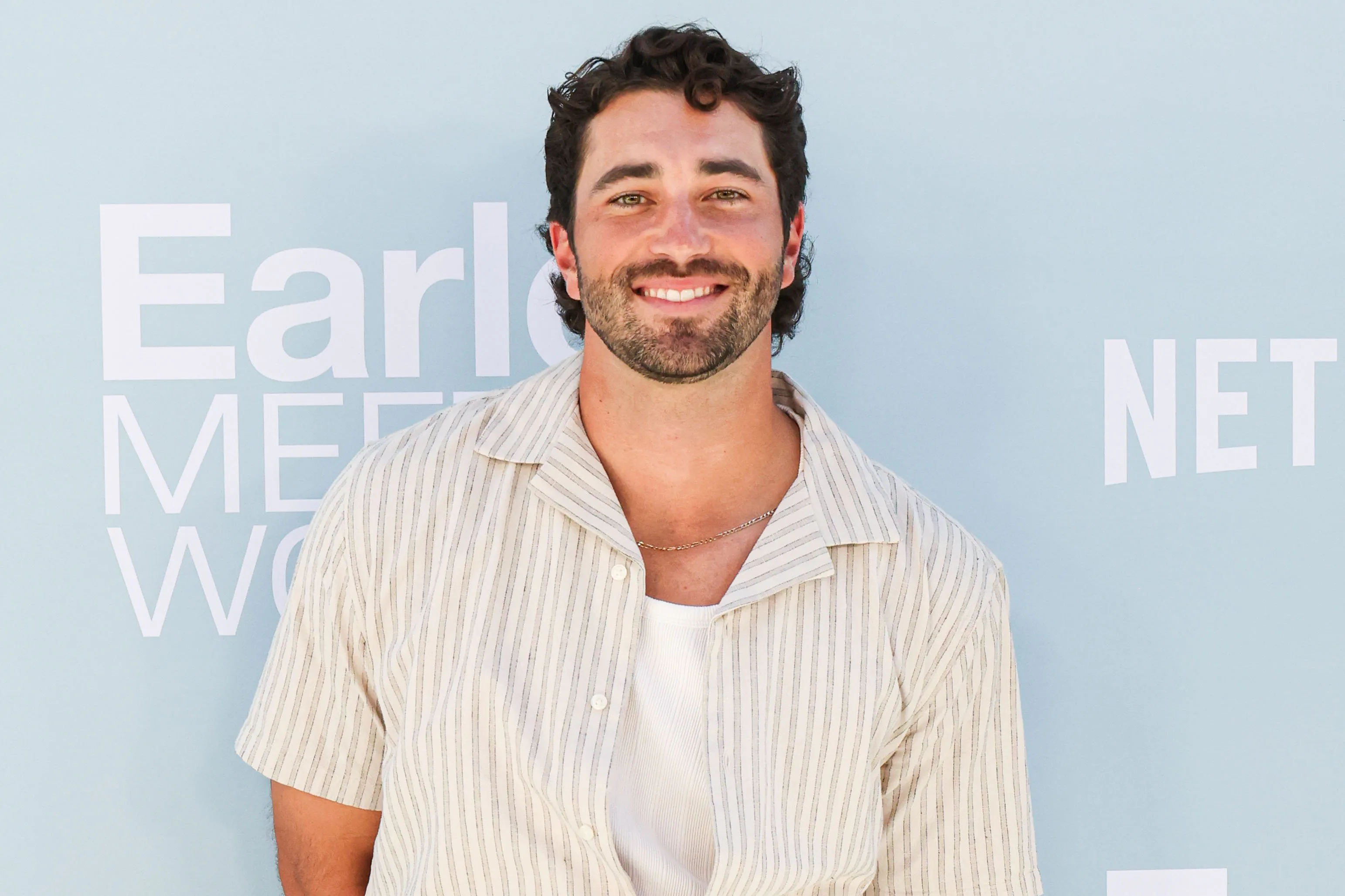 Joey Graziadei arrives at the Los Angeles Premiere Of Netflix's 'Earle Meets World'