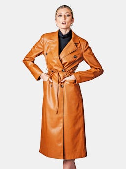 Belted Faux Leather Trench: additional image