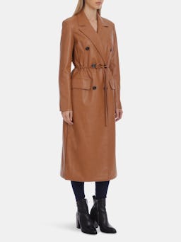 Belted Faux Leather Trench: additional image