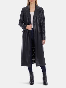 Belted Faux Leather Trench: additional image