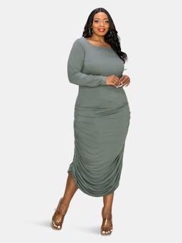 Side Ruched Midi Dress: additional image