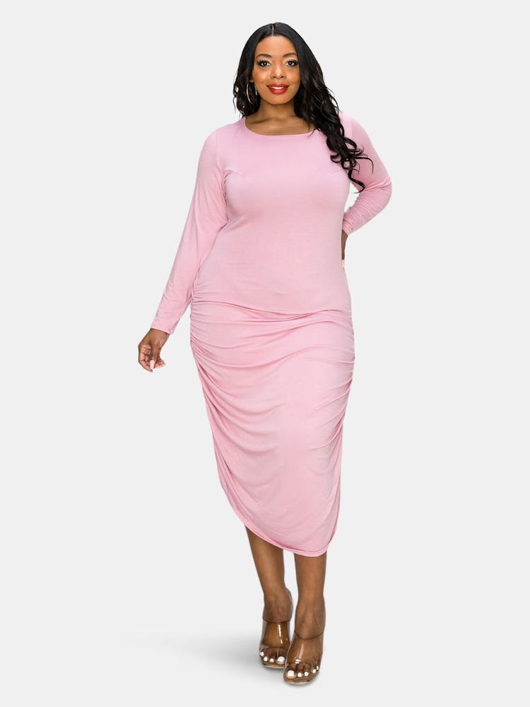 Side Ruched Midi Dress: additional image